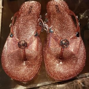 MK Glitter  Pink Jelly Flip Flops